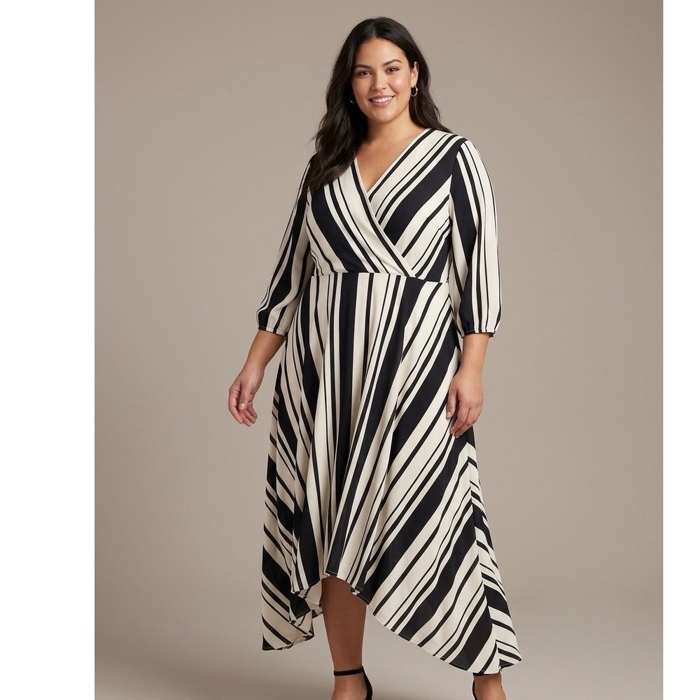 Soft Surroundings Maxi Dress 2X Striped Nautical Resort Comfort Transitional